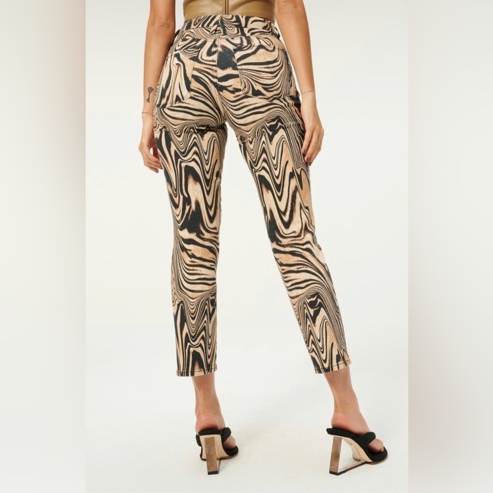 GOOD AMERICAN Good Classic Natural swirl print jeans 00/24 NWT - Picture 2 of 8